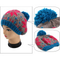 Hot Sale Jacquard Hand Knit Hat with POM POM